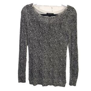 White‎ House Black Market Woman's Black & White Herringbone Sweater Size XS